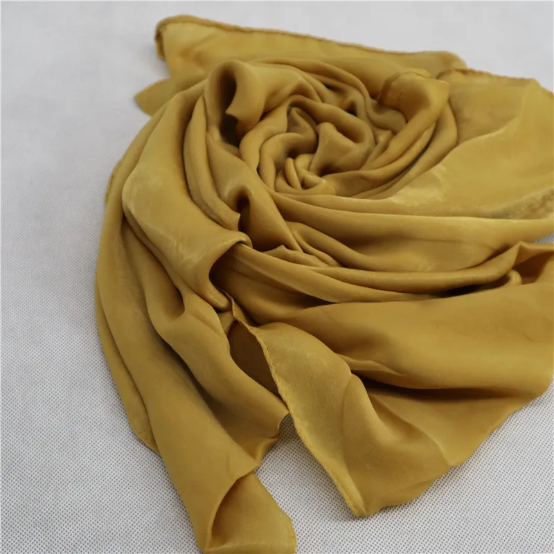Стиль обычный искусственный шелк хиджаб атласный, Шелковый платок большого размера сплошной цвет длинный шаль обертывания Роскошные пляжные пашмины
