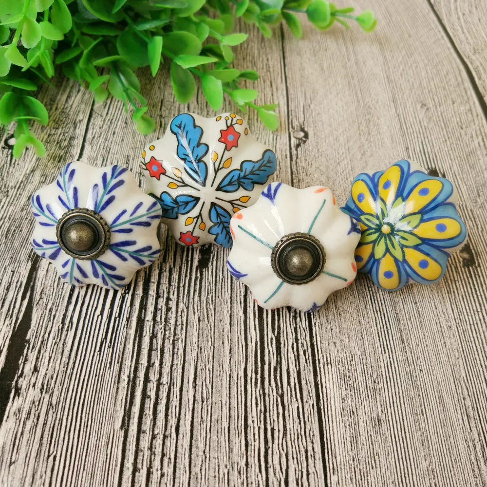 1pcs Door Handle Knobs Hand Painted Flower Ceramic Door Handles Antique Furniture Drawer Pulls Kitchen Cabinet Knobs and Handles