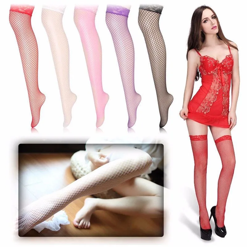 Solid-Cesh-Thigh-High-Stockings-Knee-Socks-Long-Tights