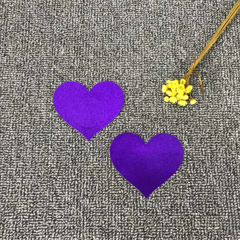 VENI lynодноразовая паста для груди, разноцветная сатиновая паста в форме сердца, покрытие для сосков, клейкое эротическое белье, наклейки - Цвет: Фиолетовый