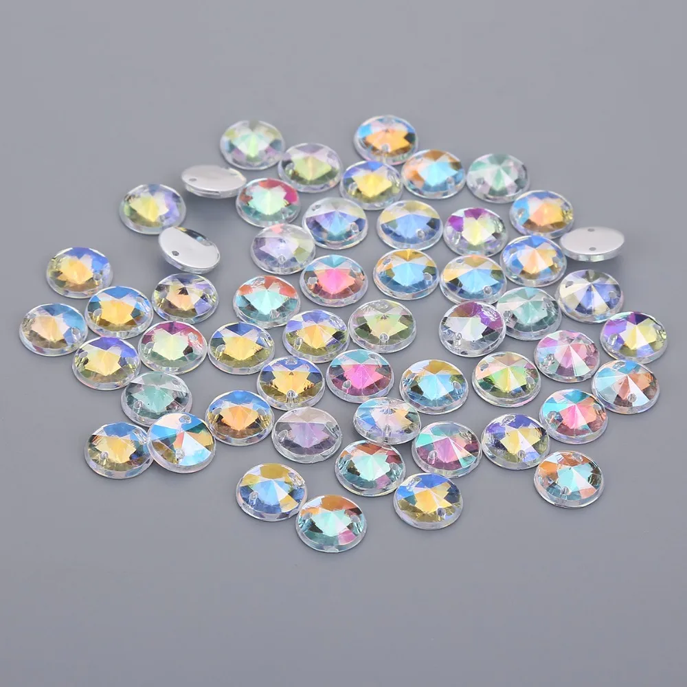 10 мм 100 шт блестящая AB аппликация СТРАЗА круглые акриловые алмазные шитье хрустальных камней бусины для одежды