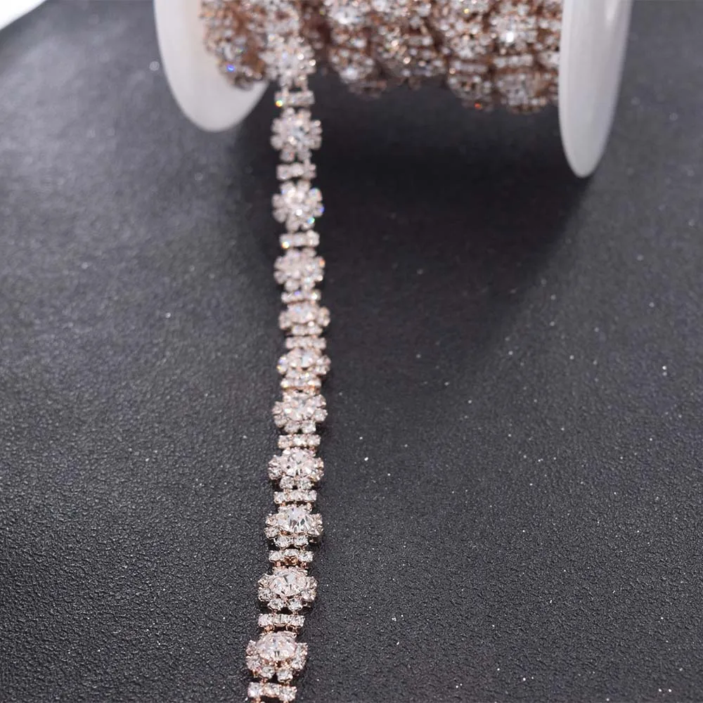 Rose gold rhinestons clothing trims  (4)