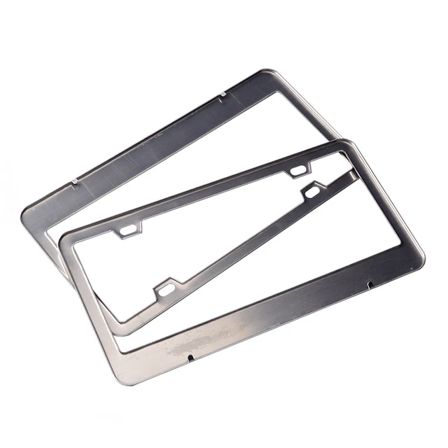 2pcs Stainless Steel License Plate Frame Tag Cover Holder
