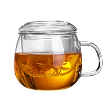 Heat resistant glass thickening rounded cup flower tea lemon cup lid filter household bubble office cup and tea cup