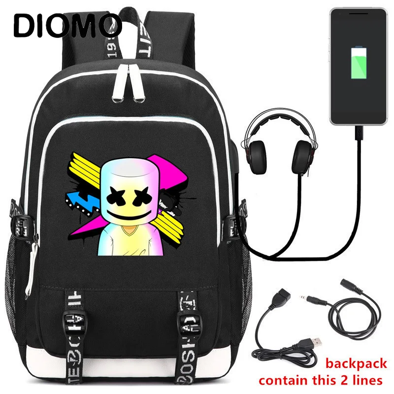 Дешево DIMOM 2019 mystery DJ классная детская школьная сумка на шлем usb рюкзак для ноутбука для девочек мальчиков подростков большая сумка для книг