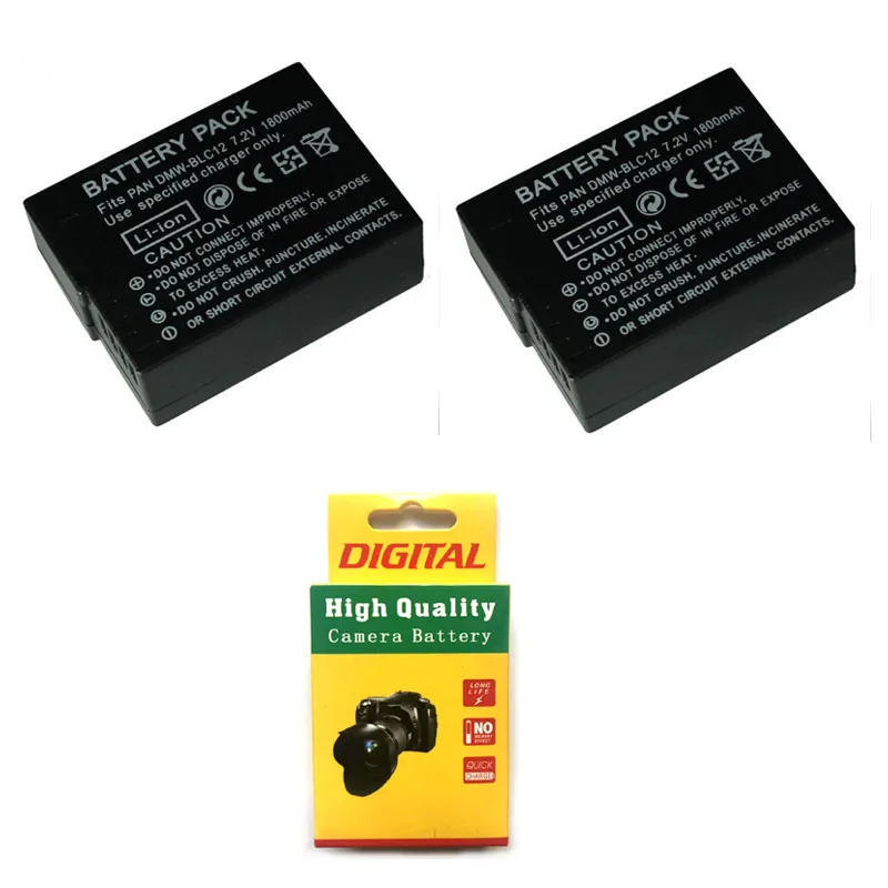 

Lot 2PCS 7.2V 1800mAh DMW-BLC12 DMW BLC12 Camera Battery For Panasonic DMW BLC12E BP-DC12 Lumix DMC GH2 G6 G5 G7 G80 FZ1000