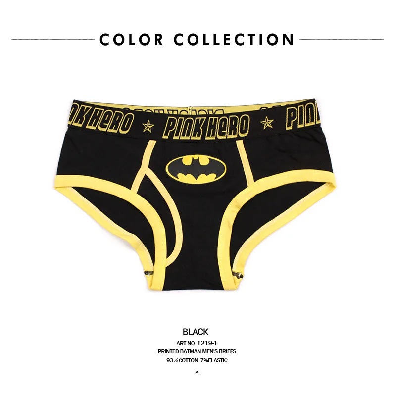 Черные, желтые, смешанные цвета, с принтом Бэтмена, для влюбленных, нижнее белье, пара трусов, сексуальные кружевные женские трусы, u-образные выпуклые мужские шорты, боксеры - Цвет: M1219-01 Men