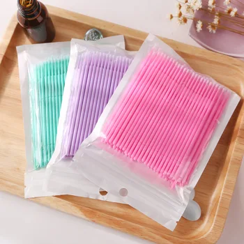 

100pcs/lot make up brush synthetic fiber One-Off Disposable Eyelash Brush Micro tip brush Clean cotton swab