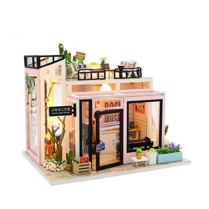 Wooden Furniture DIY Doll House Miniature Puzzle Assemble 3d Miniaturas Dollhouse Kits Toys For Children Gift Houguang studio Wooden Furniture DIY Doll House Miniature Puzzle Assemble 3d Miniaturas Dollhouse Kits Toys For Children Gift Houguang studio
