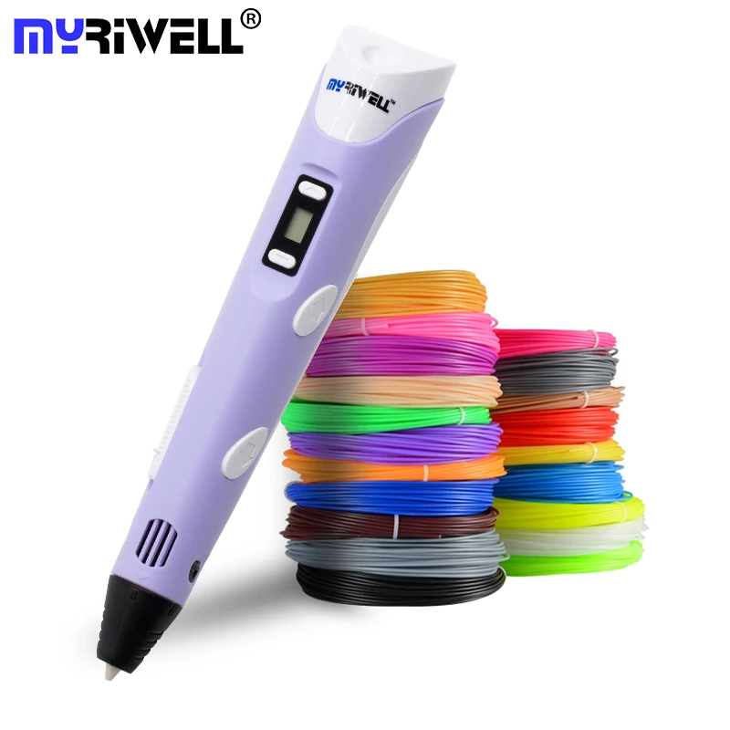Myriwell 3D ручка светодиодный Дисплей 2nd поколения 3D печать Ручка с 9 M ABS филаментное искусство ручки «сделай сам» для детей Инструменты рисования - изображение