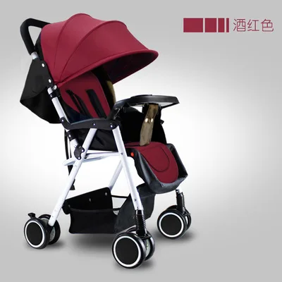 Портативная детская коляска, ультра-легкая, складная, может сидеть, лежа, высокий пейзаж, зонтик, автомобиль, детская тележка, коляска для новорожденного - Цвет: Красный