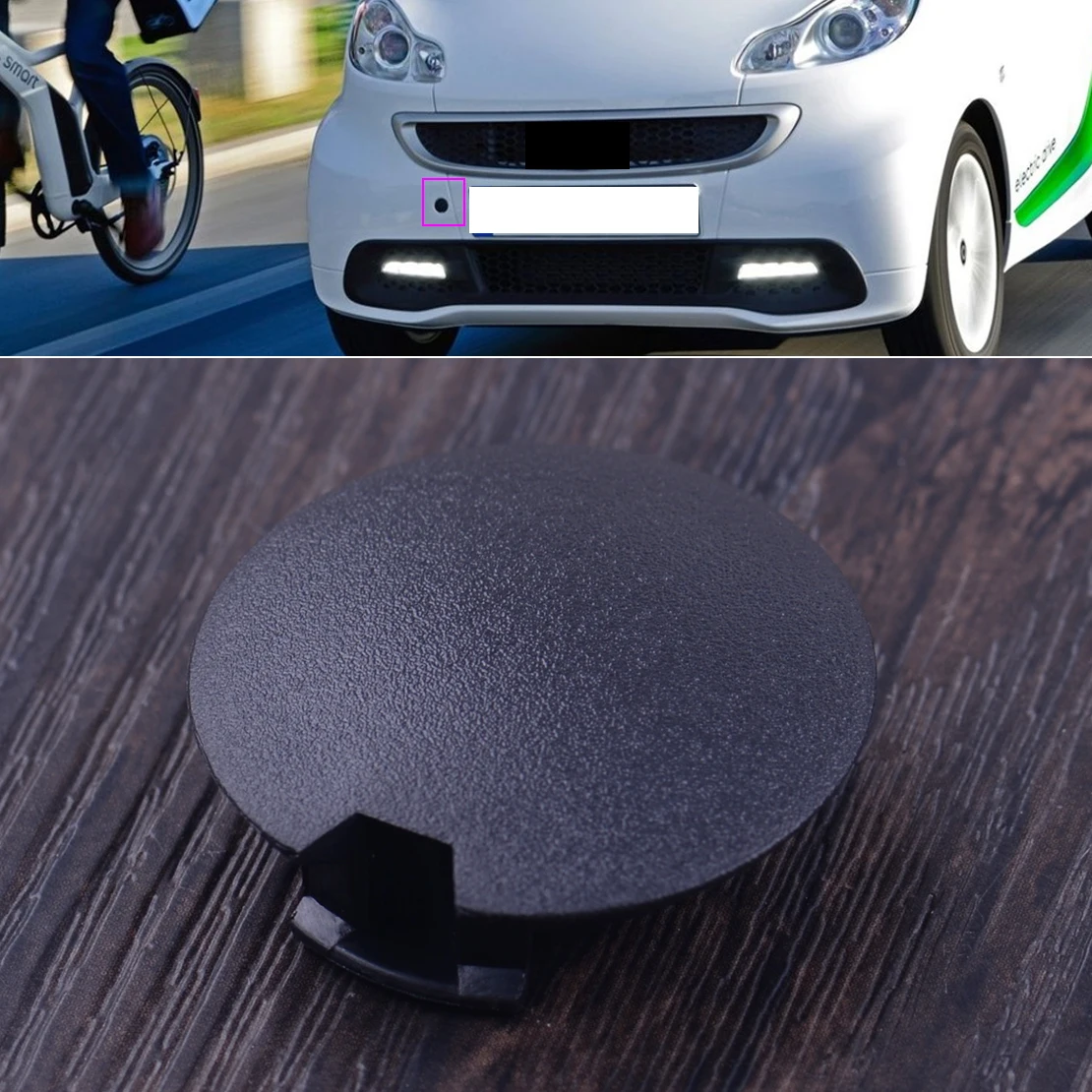

CITALL 4518850122 C22A Black Front Bumper Tow Hook Eye Coupler Trailer Cover Cap Plug For Smart Fortwo 2007- 2013 2014 2015