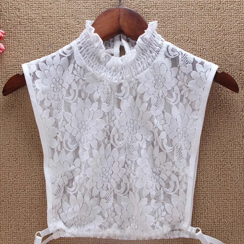 Women's Sexy Silk Shirt Fake Collar Multi-layer Lace Pleated Hollow Chrysanthemum Detachable Tie 2019 Hot |