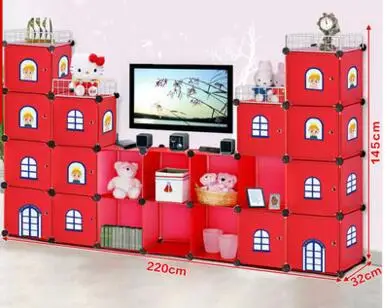 Simple modular living room TV receiver cabinet. Sorting cabinets. Plastic assembly cabinet