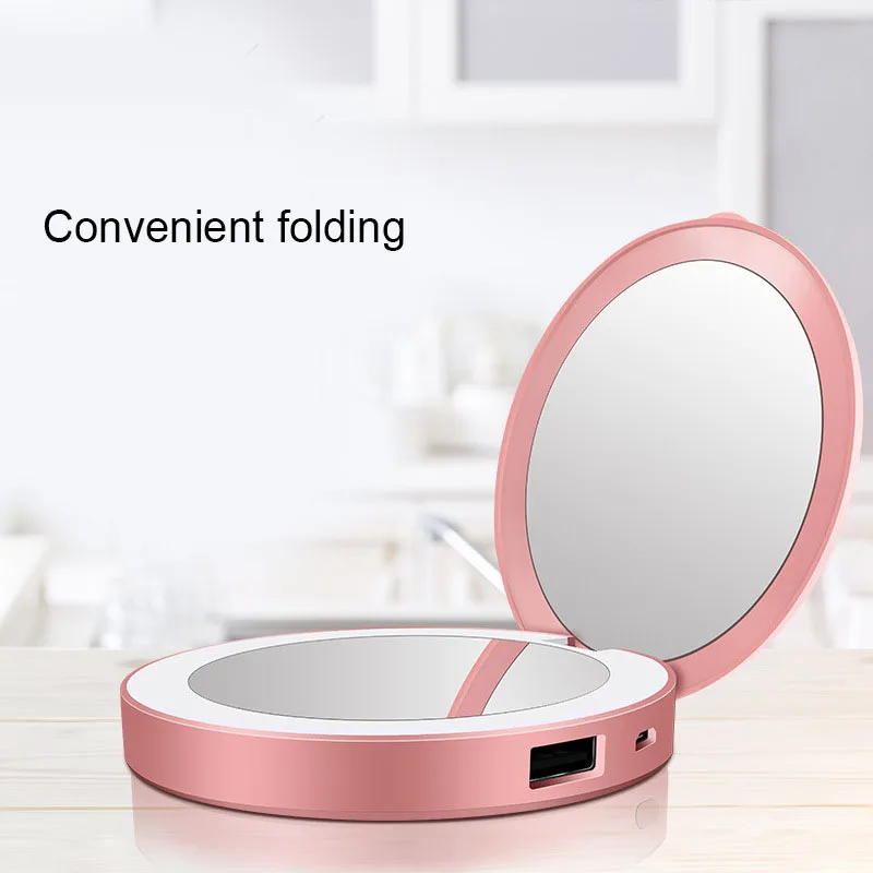 

Travel Makeup Mirror 5X/1X Magnification Mirror with LED Lights USB Rechargeable Mini Mirrors CD88