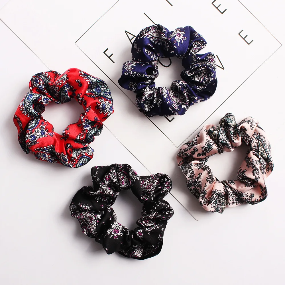 

4 Pcs/Sets Spring Flower Elastic Hair Bands Ponytail Holder Scrunchies Tie Hair Rubber Band Headband Lady Hair Accessories