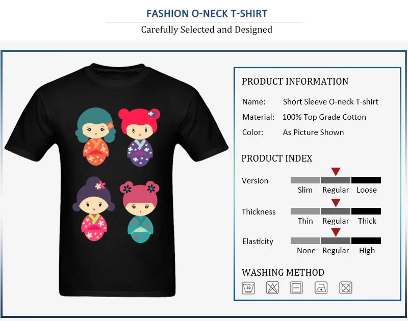Kokeshi Design Short Sleeve Tops Shirts Lovers Day O Neck 100% Cotton Fabric Men T Shirts Design Sweatshirts Slim Fit Kokeshi