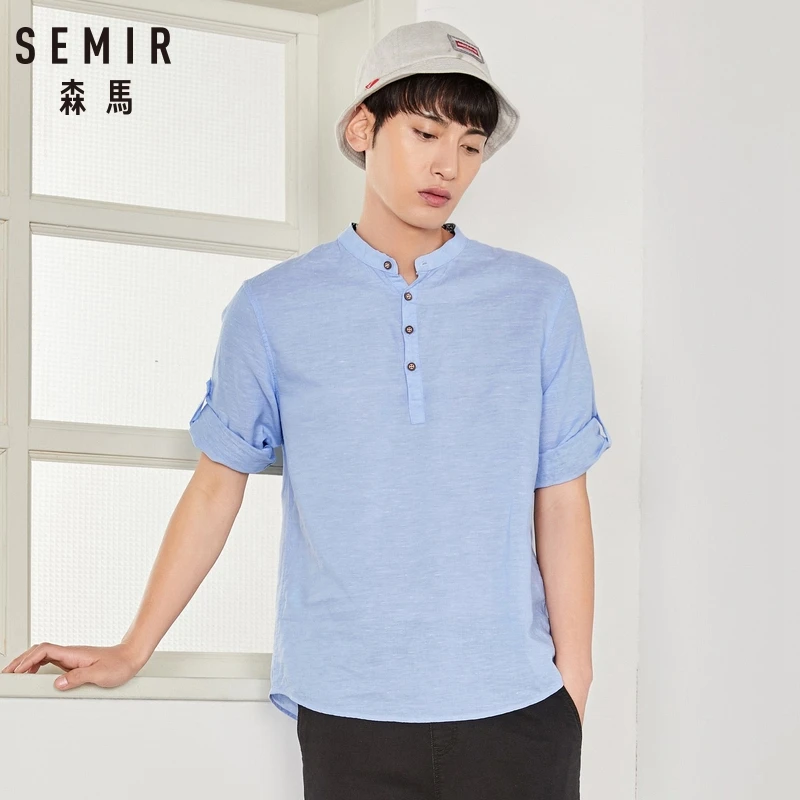 سمير الرجال قميص 2018 العلامة التجارية الأزياء عارضة ضئيلة قصيرة الأكمام اللباس قميص قميص أبيض بحجم ضخم سطح لون ساخن الملابس أبيض أسود