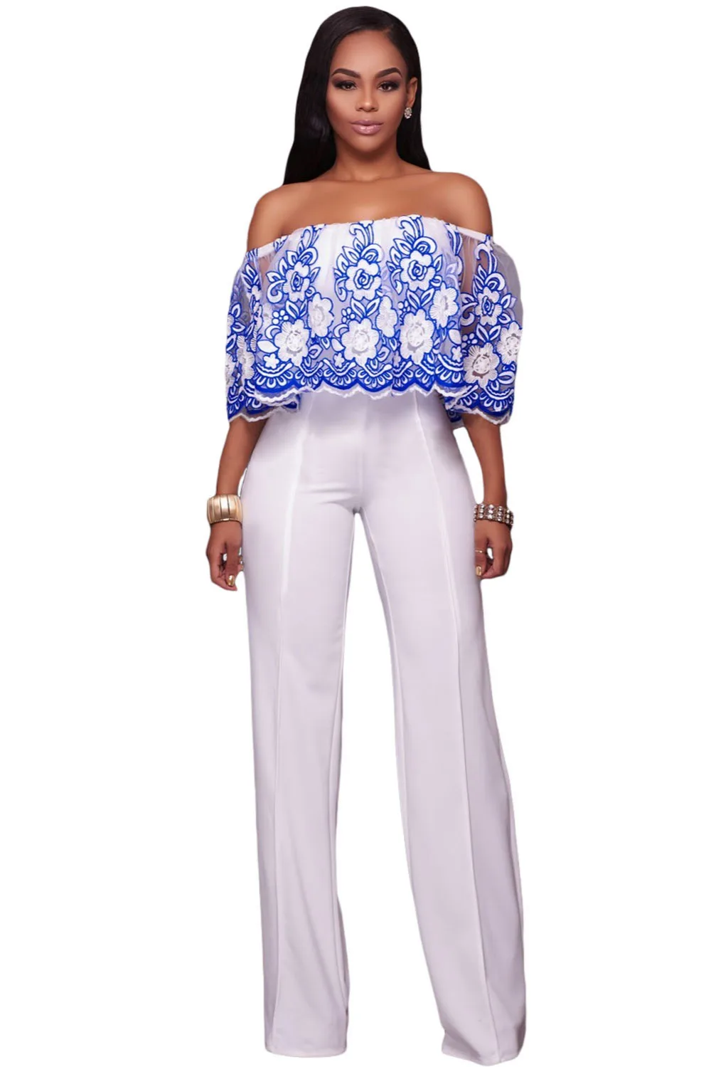 Blue-Embroidery-Ruffle-Overlay-Strapless-Jumpsuit-LC64266-5-1