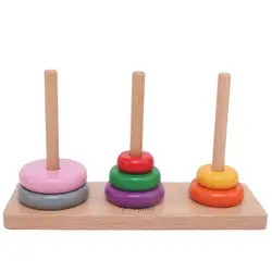 Деревянный укладки кольца Башня Rainbow обучения Развивающие Игрушки для маленьких детей