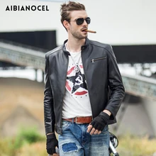 Черная кожаная куртка из овечьей кожи, модная мужская кожаная куртка в простом стиле, мотоциклетная куртка из натуральной кожи, Байкерская Весенняя мужская куртка