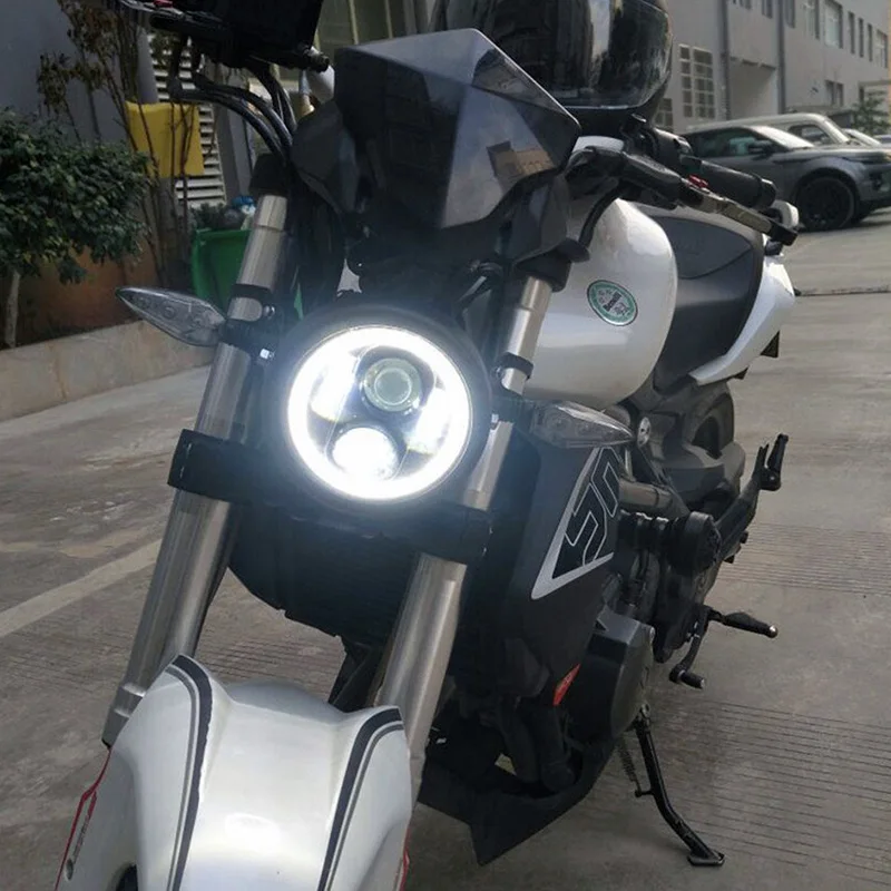 5.75 inch Motorcycle Led Headlamp Fit 5.75 Led Headlight With Angel Eyes For Harley Davidson Sportsters XL XG XR VRSCD Dyna (6)