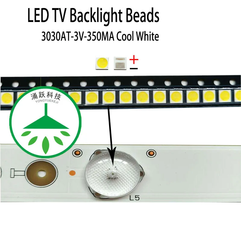 

yongyuekeji 100pcs/lot new led tv backlight high power 3030 3v 350ma 1w cool white lamp beads
