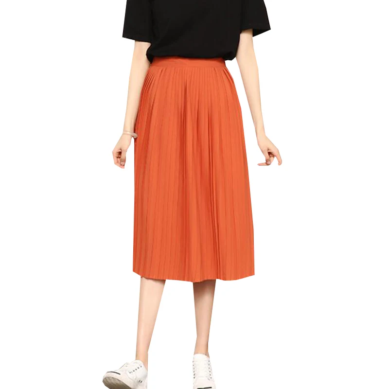 

2017 New Spring Summer Vintage Women Skirts High Waist Chiffon Skirts Female Elegant Slim Party Midi Pleated Skirt Saias AB221