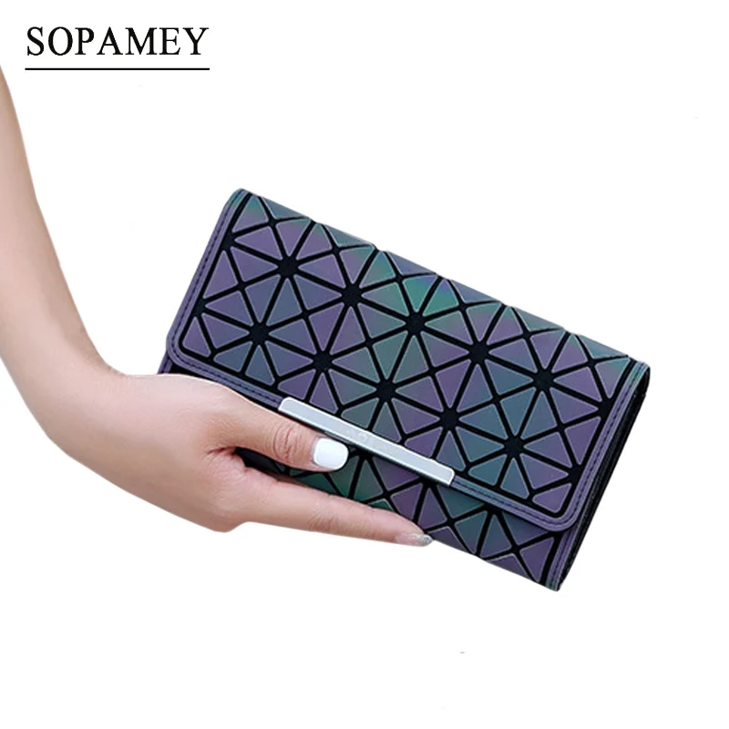 

Brand Design Women Long Clutch Wallets Noctilucent Purse Geometry Luminous Zipper Wallet Female Phone Bag Card Holder Carteira