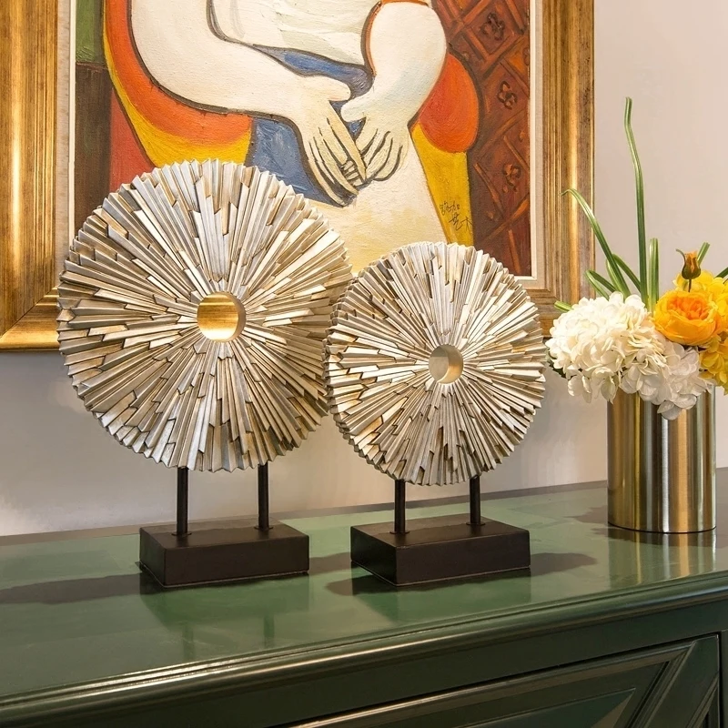 

European Luxury Resin Round Figurines Home Furnishing Decoration Crafts Livingroom TV Cabinet Miniatures Office Desktop Ornament