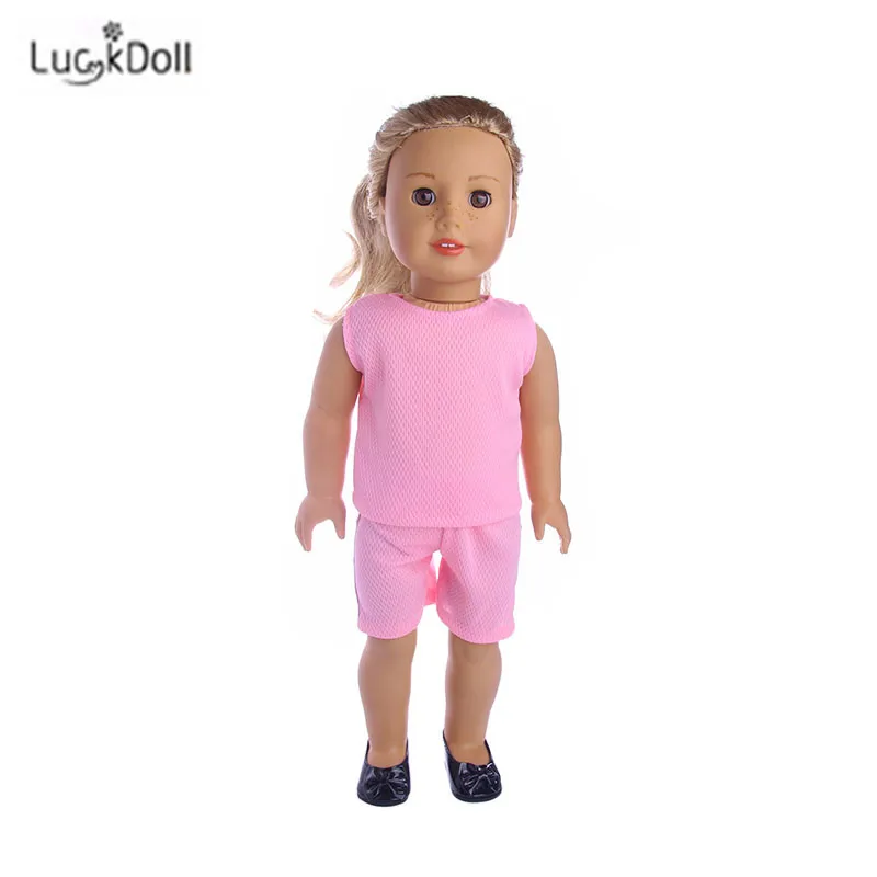 LUCKDOLL модное летнее розовое платье подходит 18 дюймов Американский 43 см детская кукла одежда аксессуары, игрушки для девочек, поколение, подарок на день рождения