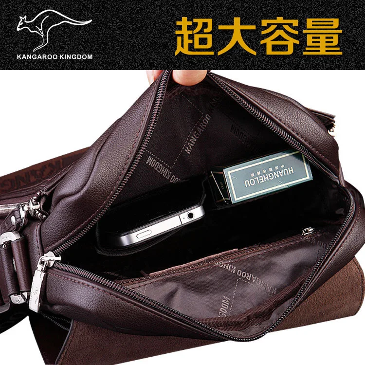 Free shipping! Authentic brand composite leather bag casual male shoulder briefcase kangaroo messenger bag men's travel bags
