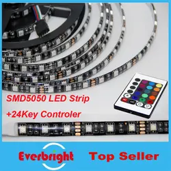 Новый 2016 5 м SMD 5050 RGB/белый теплый белого цвета Черный PCB Светодиодные ленты 300 светодиоды 60LED/M Водонепроницаемый IP65 DC 12 В гибкий свет