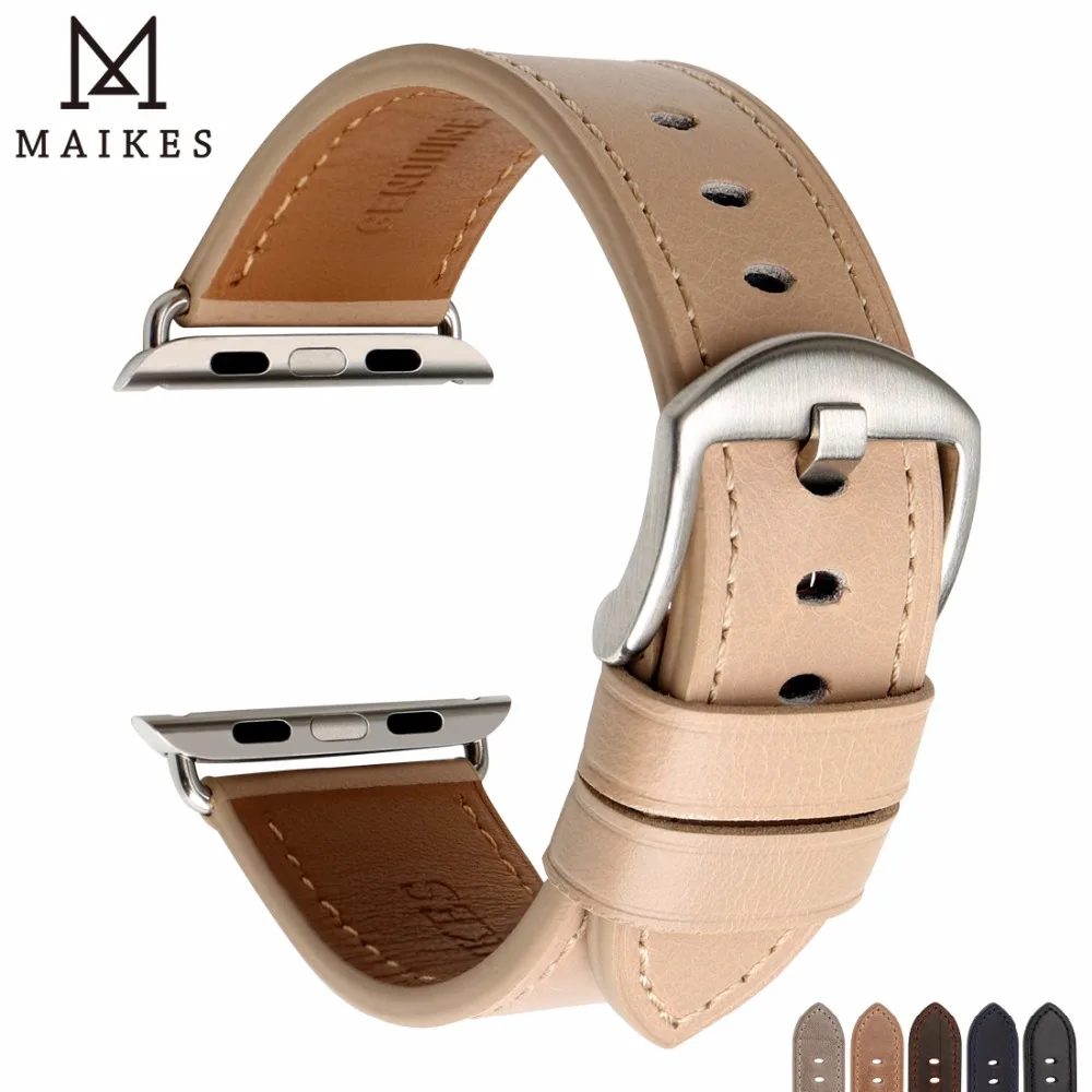 Кожаный ремешок MAIKES для Apple Watch 44 мм 40 42 38 серия 4 3 2 1 iWatch все модели часов|Ремешки