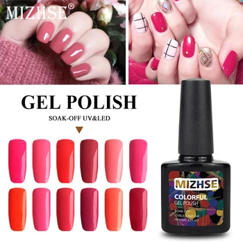 

MIZHSE Hot False UV Soak Off Rose Red Colors Nail Dsigns Base Top Coat For Nail Gel Varnish Manicure Dry With UV Led Lamp