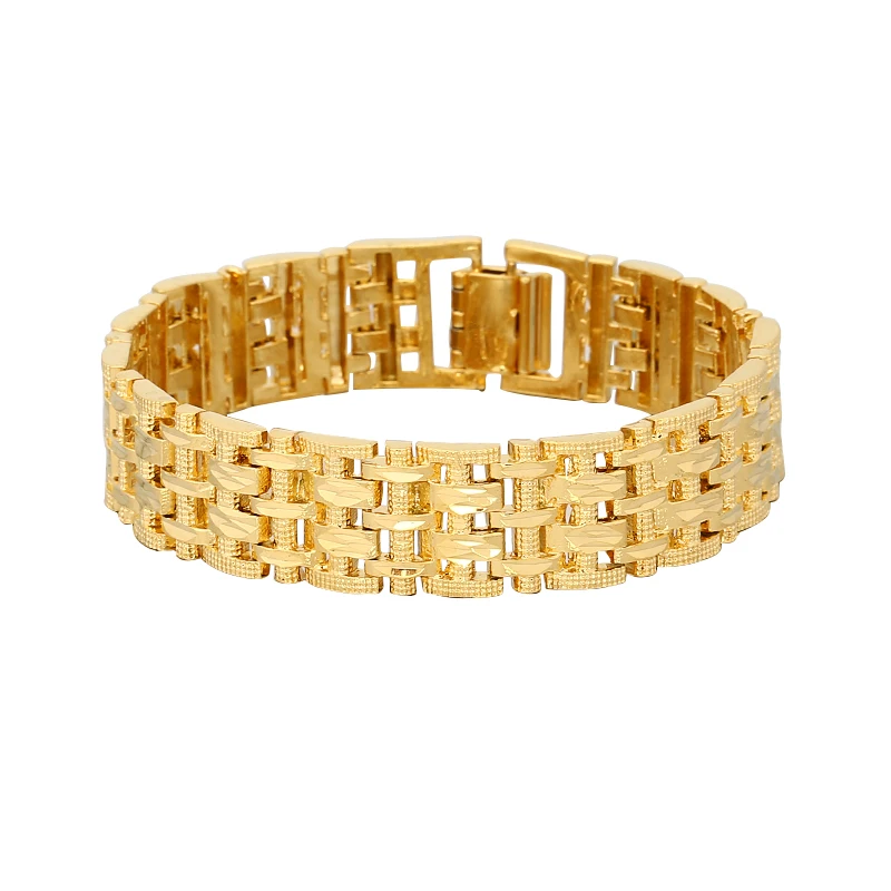 Gold Color Bracelet Chunky Big 15mm 20cm Hand Chain Fashion Men Jewelry