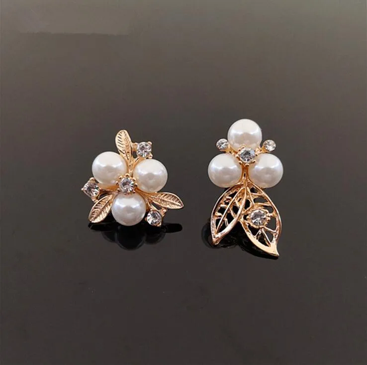 

10pcs/lot Gold base Pearl Rhinestone Alloy Hair Embellishments Hair Bow Decoration DIY Ornaments Accessories