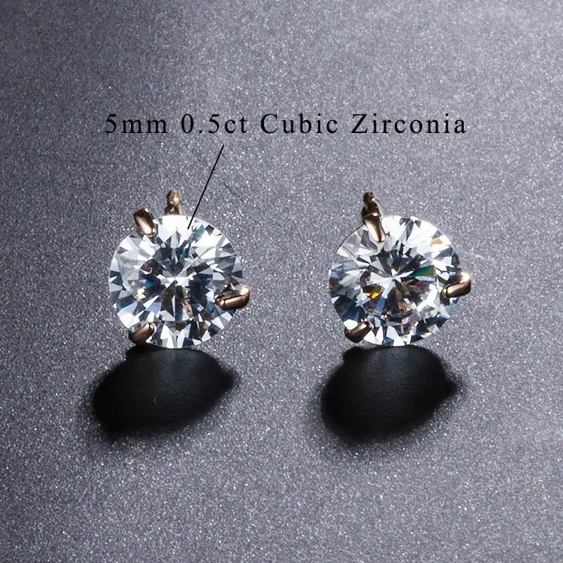 Женские серьги гвоздики с фианитами 5 мм|fashion stud earrings|stud earringszircon earrings |