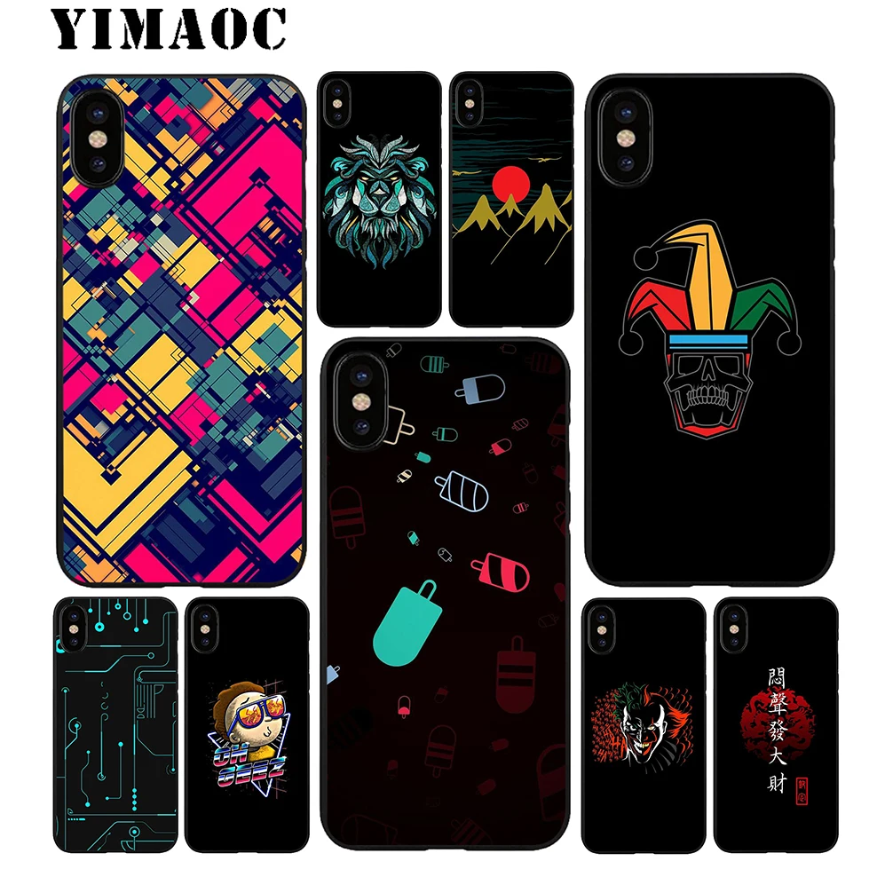 YIMAOC Rick Joker Abstract Cool Soft TPU Black Silicone Case for iPhone X or 10 8 7 6 6S Plus 5 5S SE Xr Xs Max |
