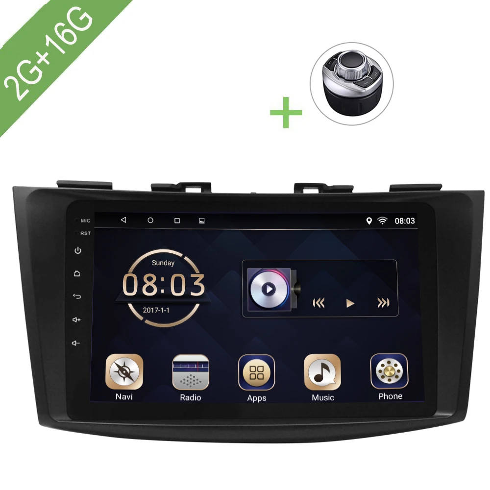 Excellent Car Multimedia player 1 Din Android 7.1 Car DVD For SUZUKI Swift 2014-2015 9" 2G/16G touch screen Car Radio GPS 0