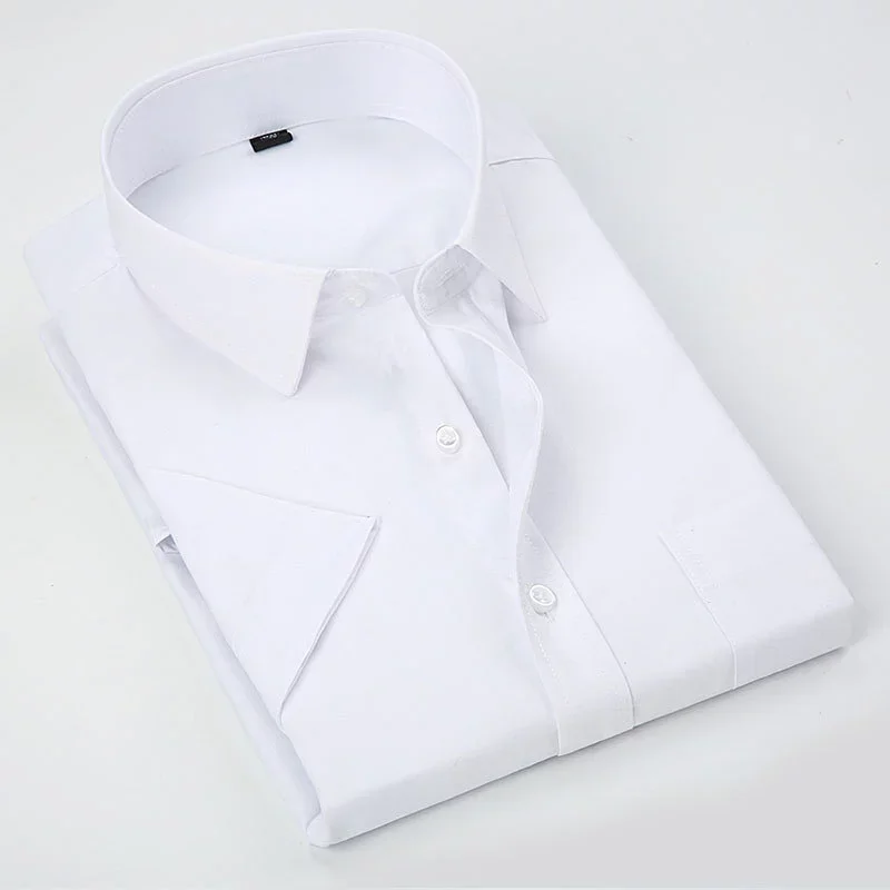 Мужская однотонная мужская деловая рубашка с коротким рукавом, брендовая одежда, повседневная мужская рубашка, большие размеры 5XL 6XL 7XL 8XL