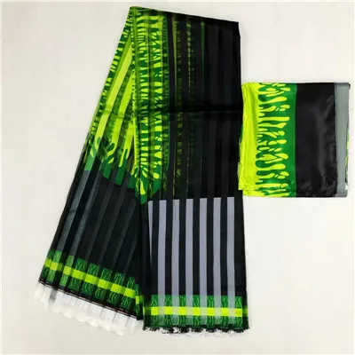 Африканская ткань высокого качества шелковая ткань Набор Горячая органза лента шелковая ткань для женского платья черный и белый - Цвет: MO12073S3
