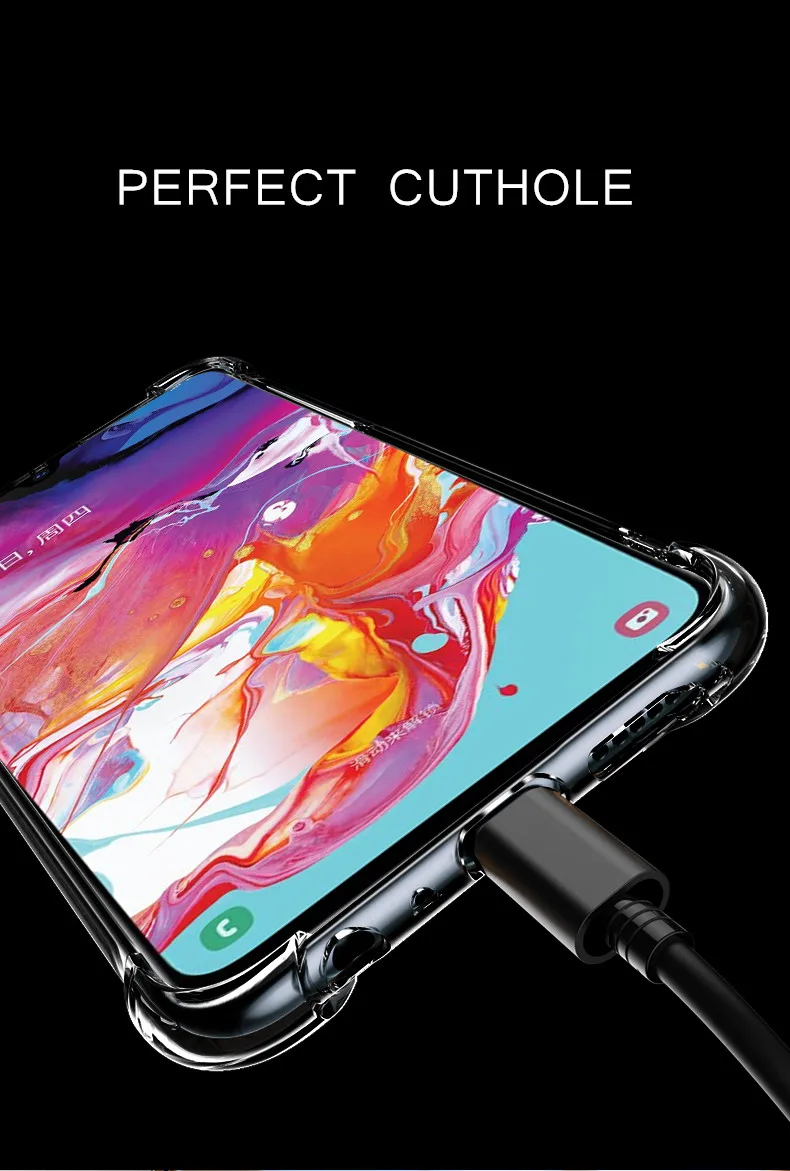 For Galaxy A50 A30 A70 Anti-shock Soft Clear silicone TPU cover Case For Samsung Galaxy A60 phone case transparent cover