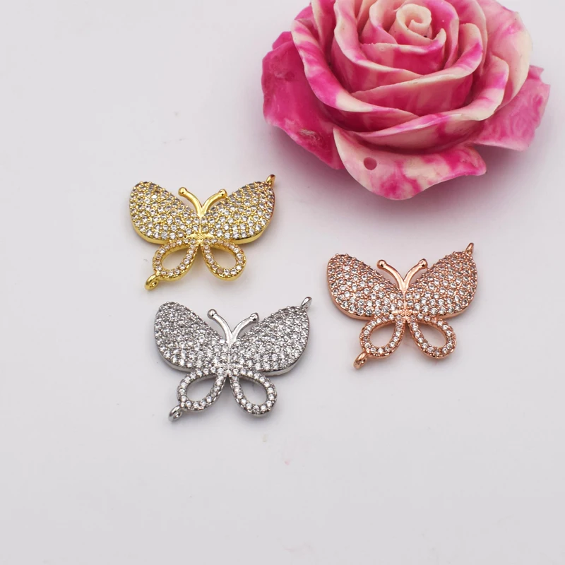 

High-grade microscope zircon Diy hand-string accessories materials butterfly buckle fashion long sweater chain link clasp