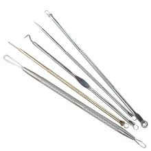 5 шт./компл. акне игла для удаления угрей нержавеющая прыщей пятна комедонов инструмент для удаления прыщей уход за кожей лица Очиститель пор Красота по уходу за кожей и набором инструментов для чистки