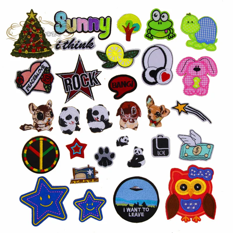 1 шт. Eock Peace Bang Sunny Animal Stars вышитые термоклейкие нашивки тканевые аксессуары сумка