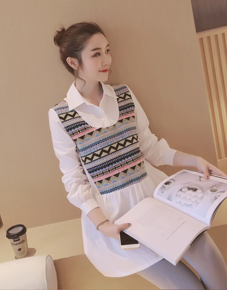 OkayMom/Весенняя блузка для беременных; рубашки в Корейском стиле; свободные белые топы; футболки для беременных женщин; Одежда для беременных; рубашка; одежда; Новинка года