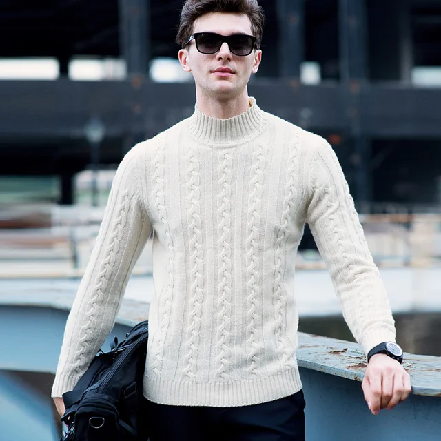 MACROSEA Half Turtleneck Men's Wool Sweaters High Quality