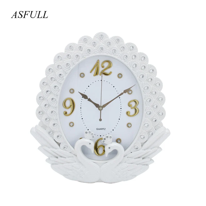 

ASFULL Simple Wall Clock Wall Living Room for European Style Clocks Swing Fashion Creative Bedroom Muffler Quartz Wristwatches