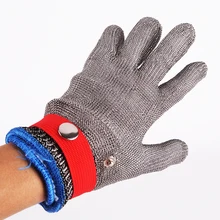 Защитные перчатки с пряжкой 5 шт./партия устойчивые к порезам ударопрочные нержавеющая стальная металлическая сетка Мясник резка красный Размер S